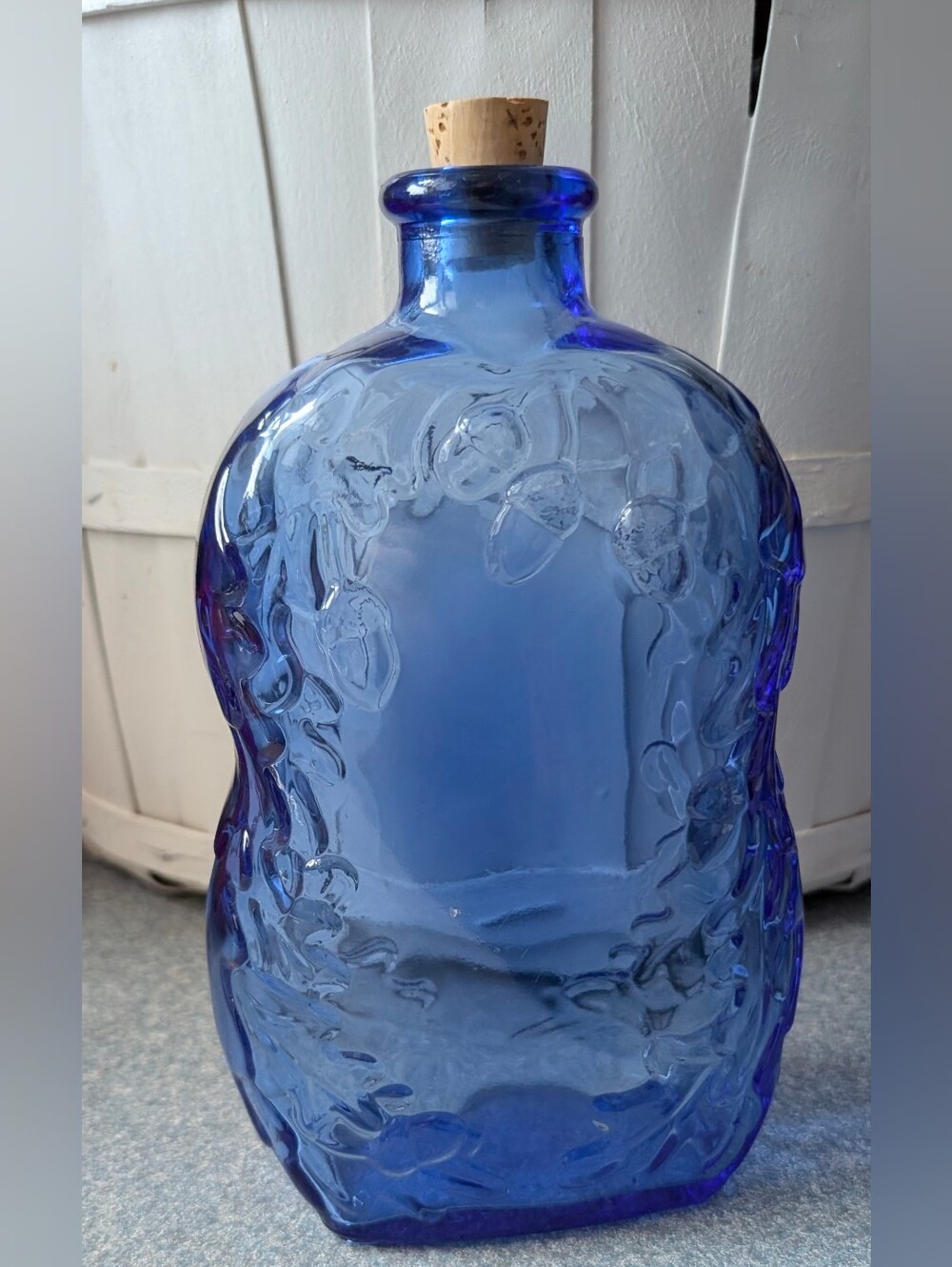 NOS Pristine Vintage Libbey Canada Cobalt Blue Oak & Acorn Bottle NOS Deadstock